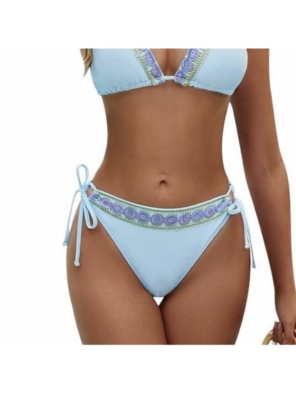 Baby Blue Side Tie Crochet Bikini Bottoms